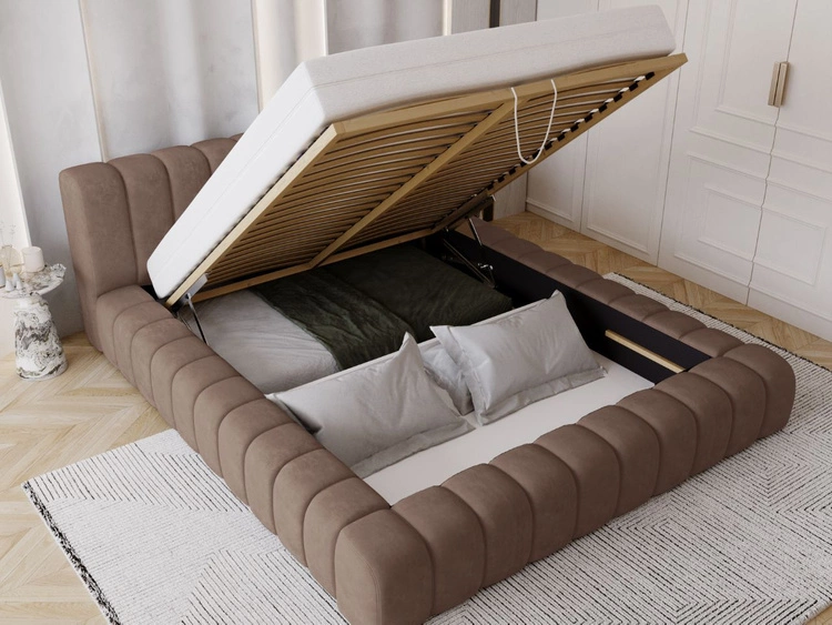 Polsterbett mit Bettkasten und Lattenrost 160x200 Italia Braun