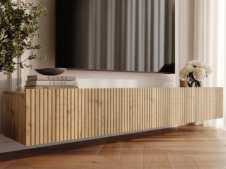 TV-Lowboard mit Türen 200 cm Kioto Artisan Eiche