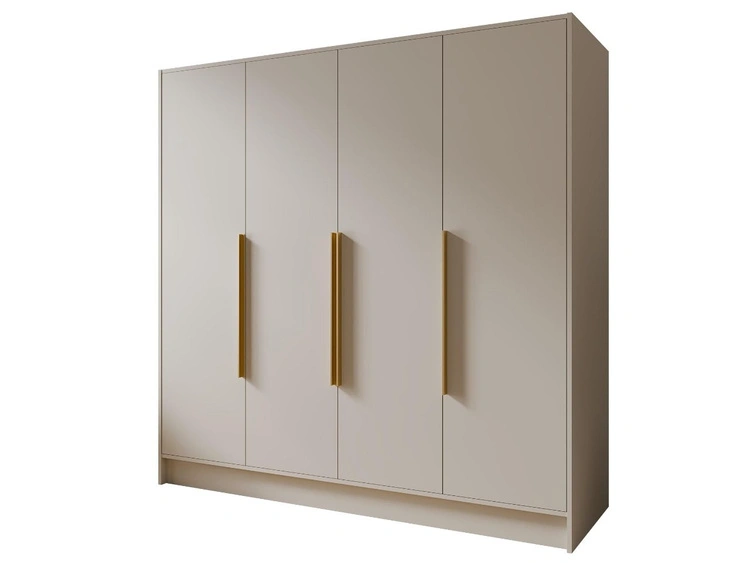 Kleiderschrank 200 cm Perugia Kaschmir mit goldenen Griffen