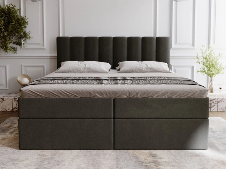 Boxspringbett mit Bettkasten 160x200 Mocca Dunkelgrau