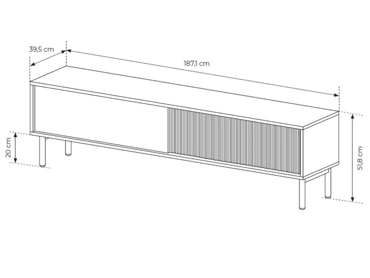 TV-Lowboard mit Türen 187 Gradimento Eiche Cremona