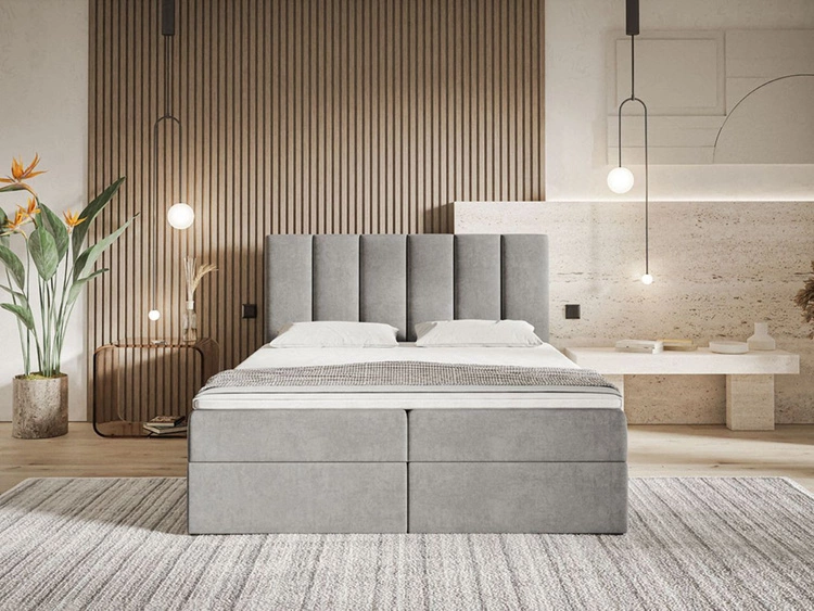 Boxspringbett mit Bettkasten 140x200 Cascada Grau