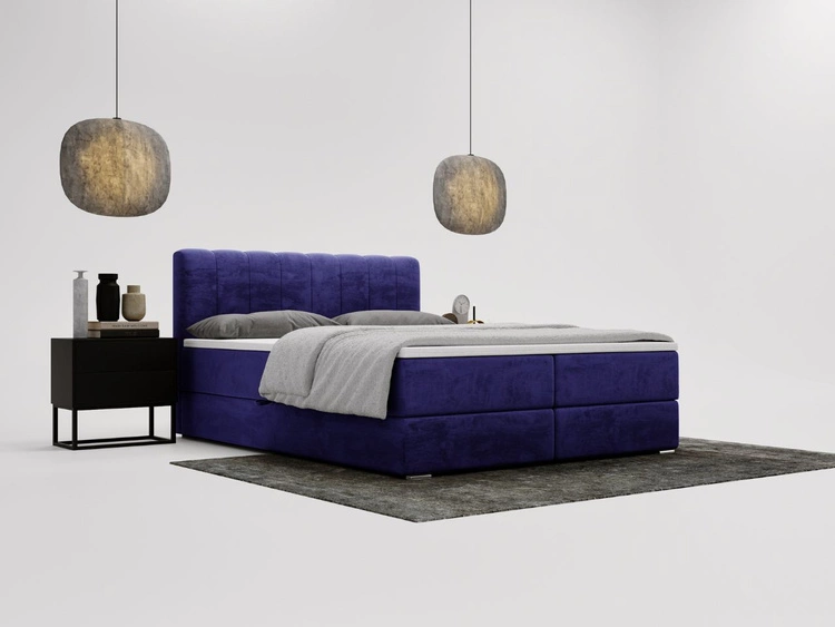 Boxspringbett mit Bettkasten 180x200 Forte Dunkelblau