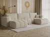 Wohnlandschaft mit Schlaffunktion und Bettkasten Neva Bouclé-Stoff Beige