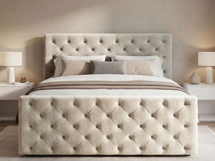Boxspringbett mit Bettkasten 120x200 Montego Creme
