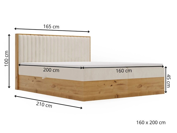 Boxspringbett mit Bettkasten 160x200 Forest Anthrazit