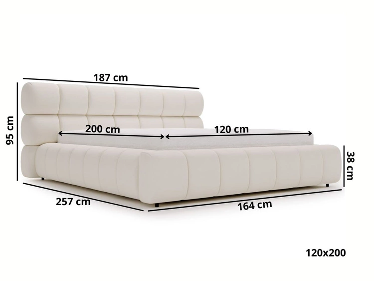 Polsterbett mit Bettkasten und Lattenrost 120x200 Mellow Braun