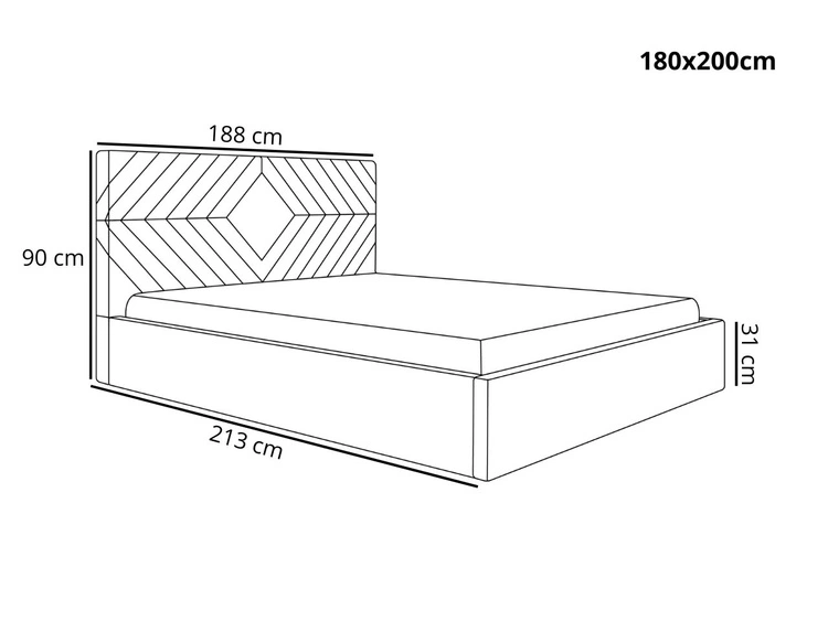 Polsterbett mit Bettkasten und Lattenrost 180x200 Loris Grau