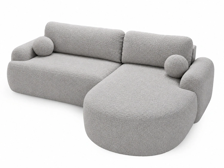 Ecksofa L-Form Rechts mit Schlaffunktion und Bettkasten Aurio Grau