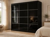 Schiebetürenschrank mit Sprossen 250 cm mit LED-Beleuchtung Ponti Schwarz