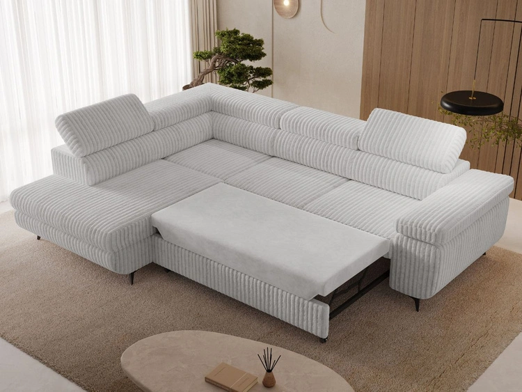 Ecksofa L-Form mit Schlaffunktion und Bettkasten Argon Links Grau