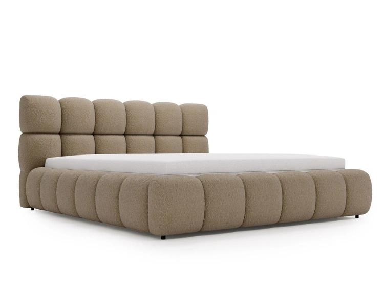 Polsterbett mit Bettkasten und Lattenrost 200x200 Modo aus Bouclé-Stoff Braun
