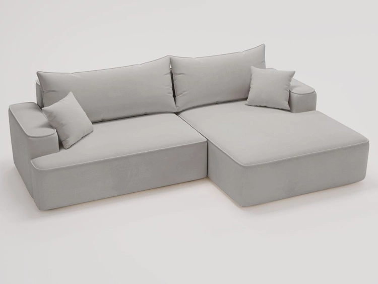Ecksofa L-Form Rechts mit Schlaffunktion und Bettkasten California Hellgrau