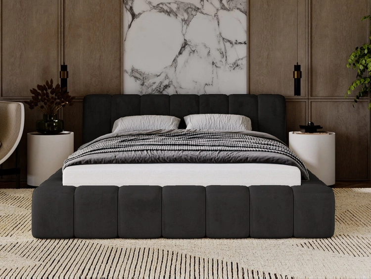 Polsterbett mit Bettkasten und Lattenrost 140x200 Ibiza Schwarz
