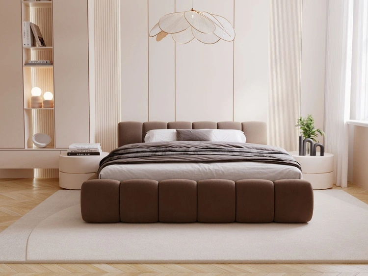 Polsterbett ohne Bettkasten mit Lattenrost 120x200 Cloud Low aus Samtstoff Braun