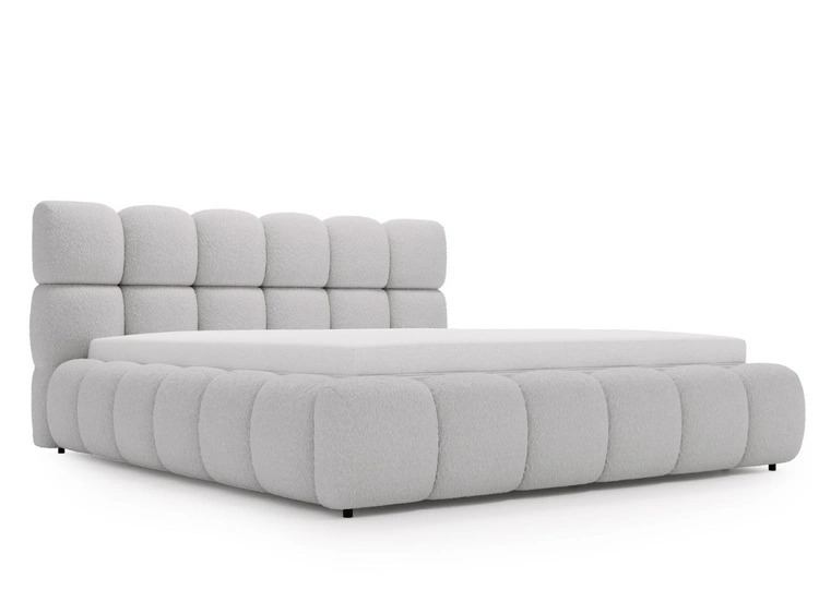 Polsterbett mit Bettkasten und Lattenrost 120x200 Modo aus Bouclé-Stoff Grau