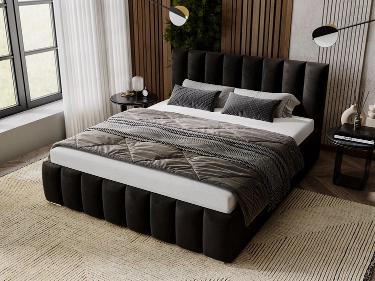 Polsterbett mit Bettkasten und Lattenrost 140x200 Neos Schwarz