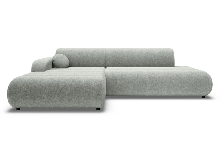 Ecksofa L-Form mit Schlaffunktion und Bettkasten Lisso Links Hellgrün