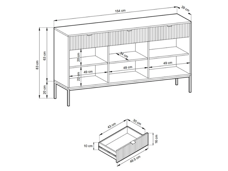Wohnzimmerset Amber Weiß, Schwarz Frame