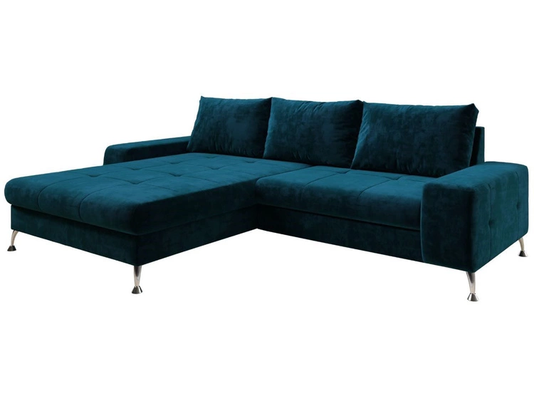Ecksofa L-Form Links mit Schlaffunktion und Bettkasten Tonny Dunkelblau
