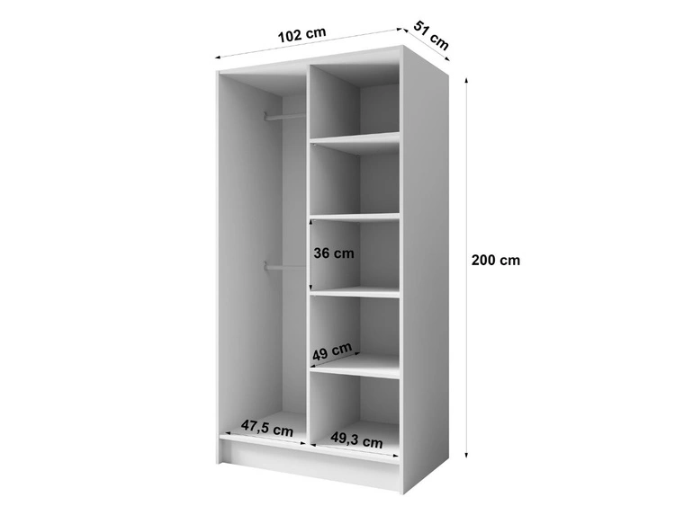 Kleiderschrank 100 cm Perugia Schwarz mit goldenen Griffen