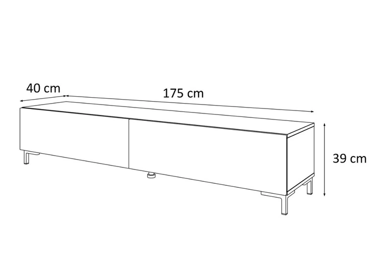 TV-Lowboard mit zwei Türen auf goldenen Beinen 175 cm Sorelle Weiß Hochglanz