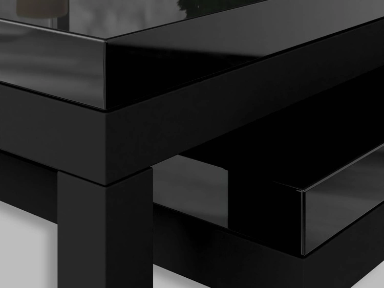 Couchtisch auf schwarzem Gestell Asumi Schwarz Hochglanz 40x46