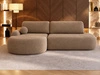 Ecksofa L-Form Links mit Schlaffunktion und Bettkasten Aurio O Hellbraun