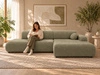 Ecksofa L-Form mit Schlaffunktion und Bettkasten Lisso Rechts Grün