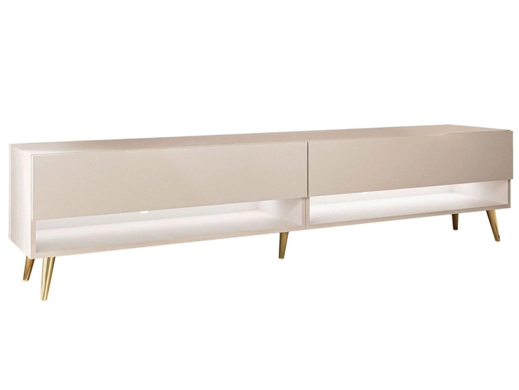 TV-Schrank für das Wohnzimmer 180 cm mit goldenen Metallbeinen und LED-Beleuchtung Aurelie Kaschmir matt