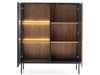 Vitrinenschrank mit Led Deo 126 cm Schwarz, EIche Wotan