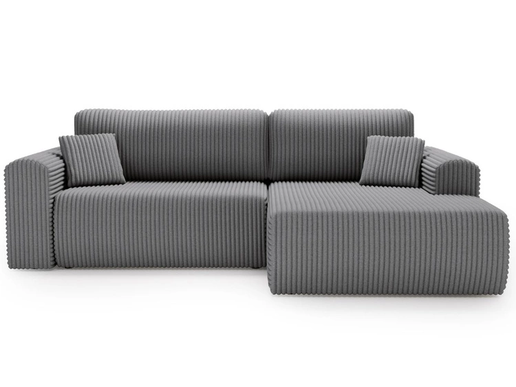 Ecksofa mit Schlaffunktion und Bettkasten Belvio rechts Dunkelgrau