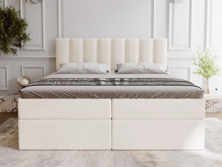Boxspringbett mit Bettkasten 140x200 Mocca Beige