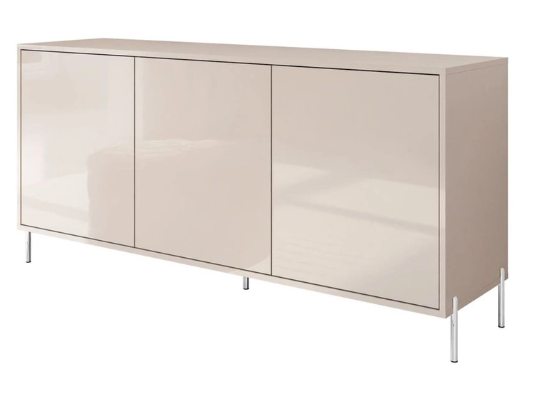 Dreitürige Kommode 154 cm auf silberfarbenen Metallbeinen Vivance Kaschmirglanz