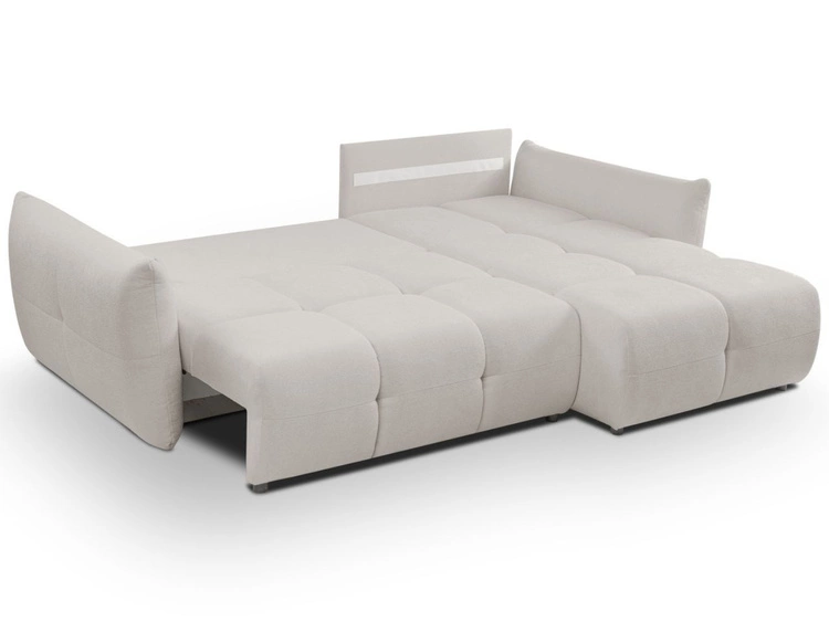 Ecksofa L-Form mit Schlaffunktion und Bettkasten Bene Hellgrau
