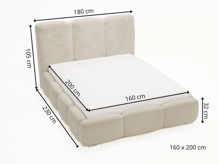 Polsterbett mit Bettkasten und Lattenrost 160x200 Bubble Schwarz