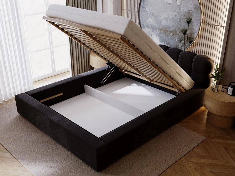 Polsterbett mit Bettkasten und Lattenrost 120x200 Plaza Schwarz