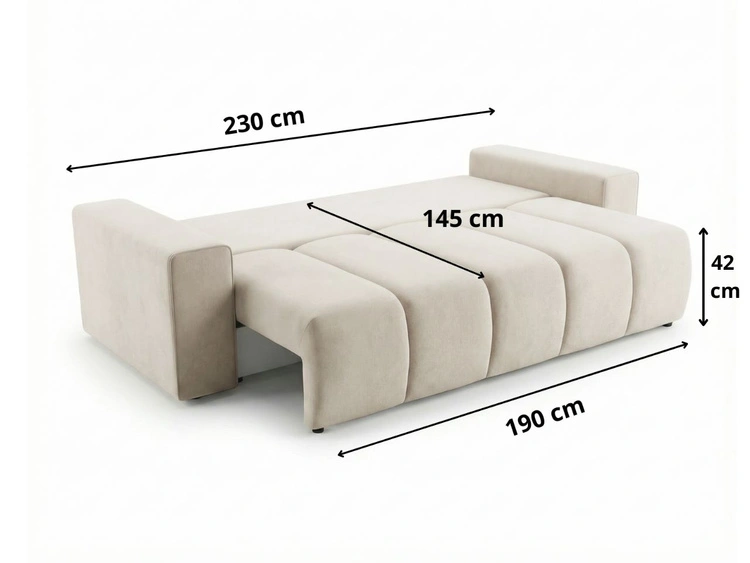 Schlafsofa mit Bettfunktion und Bettkasten Miro Grau