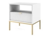 Nachtschrank mit Schublade Amber Weiß, Gold Frame