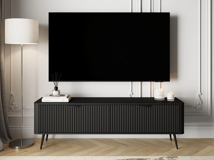 TV-Lowboard mit Türen 163 cm Latina Schwarz