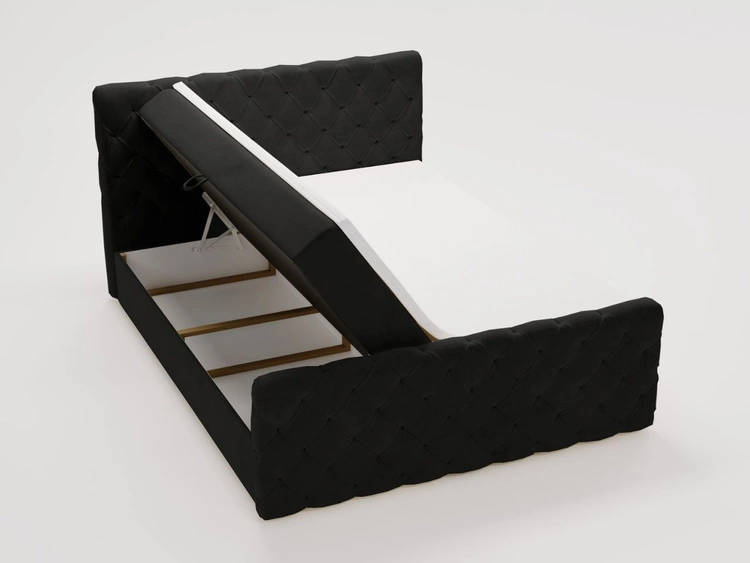 Boxspringbett mit Bettkasten 160x200 Lunaris Schwarz