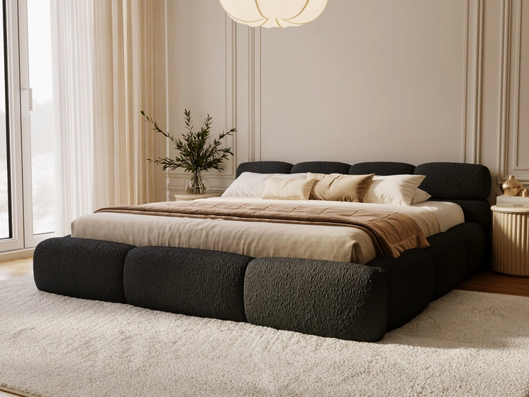 Polsterbett mit Bettkasten und Bettrost 140x200 Sweet Low Schwarz
