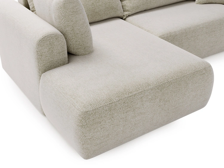 Ecksofa L-Form mit Schlaffunktion und Bettkasten Savana Bis Hellbeige