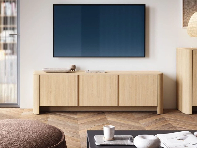 Fernsehschrank mit goldener Zierleiste für das Wohnzimmer Brillo Vicenza-Eiche