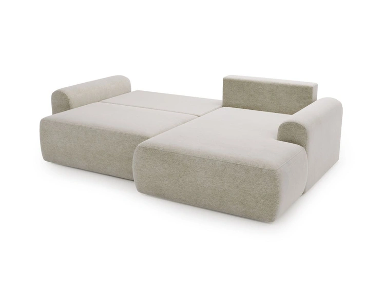 Ecksofa L-Form mit Schlaffunktion und Bettkasten Savana Rechts Hellbeige