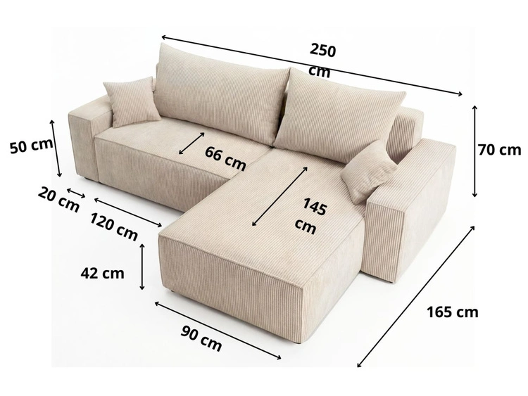 Ecksofa L-Form mit Schlaffunktion und Bettkasten Nivo Graphit