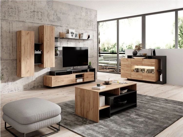 Moderne Wohnwand für das Wohnzimmer Alvano Craft Eiche