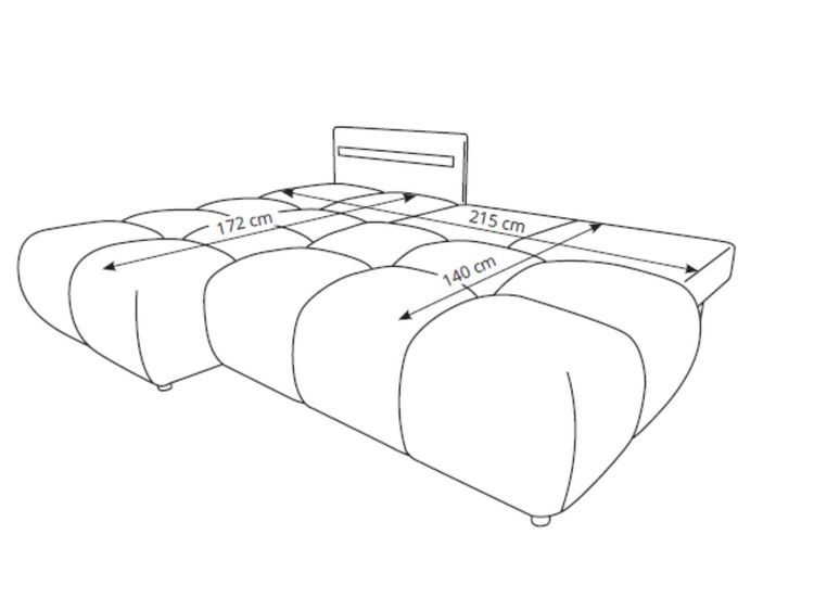 Ecksofa mit Schlaffunktion und Bettkasten Links Milet Grau