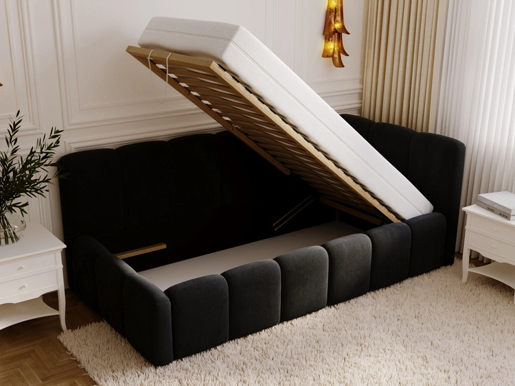Jugendbett Einzelbett mit Bettkasten und Lattenrost 90x200 Cloud One Schwarz