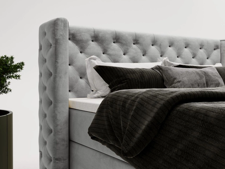 Boxspringbett mit Bettkasten 180x200 Lion Grau